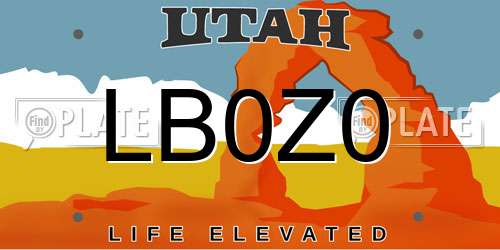 LB0Z0 Utah License Plate