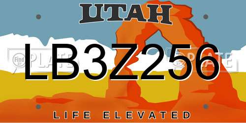 LB3Z256 Utah License Plate