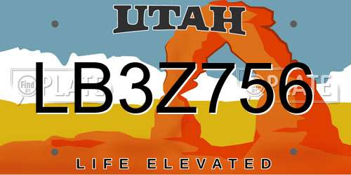 LB3Z756 Utah License Plate
