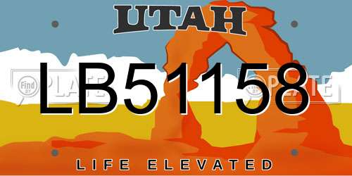 LB51158 Utah License Plate