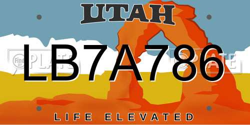 LB7A786 Utah License Plate