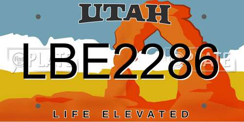 LBE2286 Utah License Plate