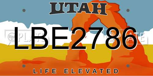 LBE2786 Utah License Plate