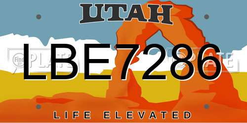 LBE7286 Utah License Plate