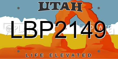 LBP2149 Utah License Plate