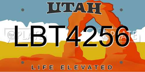 LBT4256 Utah License Plate