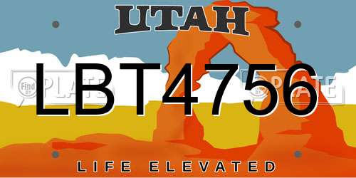 LBT4756 Utah License Plate