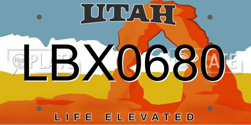 LBX0680 Utah License Plate