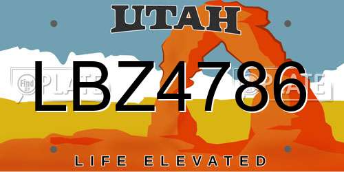 LBZ4786 Utah License Plate