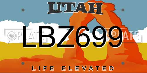 LBZ699 Utah License Plate