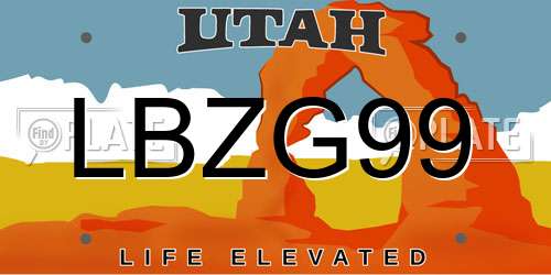 LBZG99 Utah License Plate