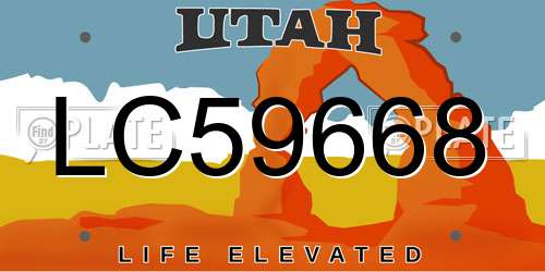 LC59668 Utah License Plate