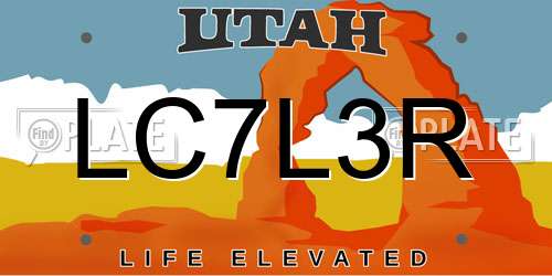 LC7L3R Utah License Plate