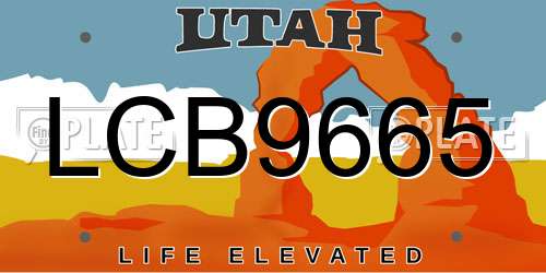 LCB9665 Utah License Plate