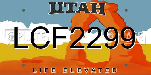 LCF2299 Utah License Plate