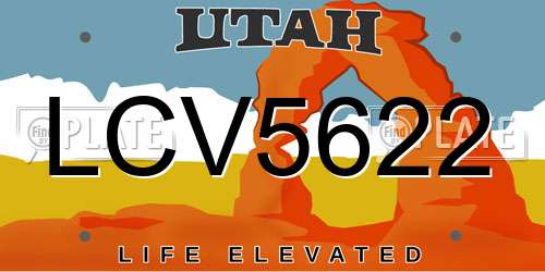 LCV5622 Utah License Plate
