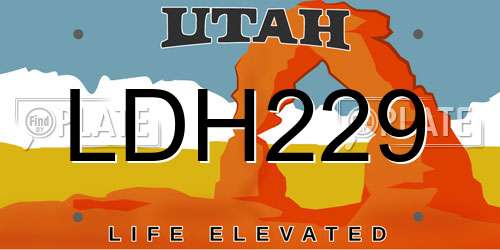 LDH229 Utah License Plate
