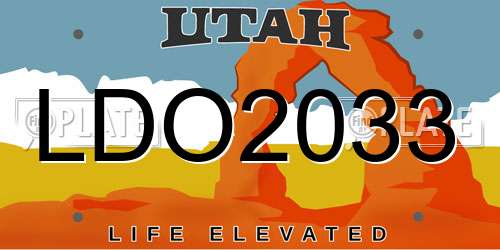 LDO2033 Utah License Plate