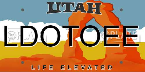 LDOTOEE Utah License Plate