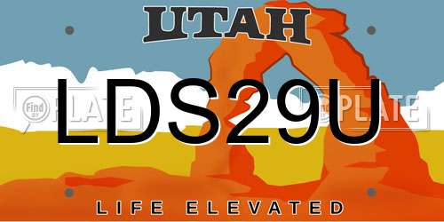 LDS29U Utah License Plate