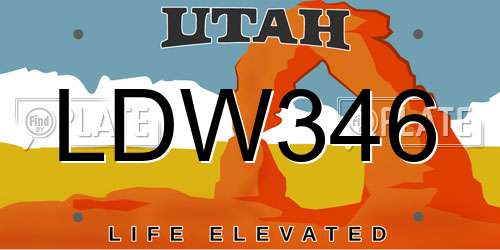 LDW346 Utah License Plate