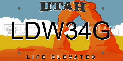 LDW34G Utah License Plate