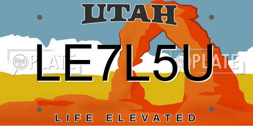 LE7L5U Utah License Plate