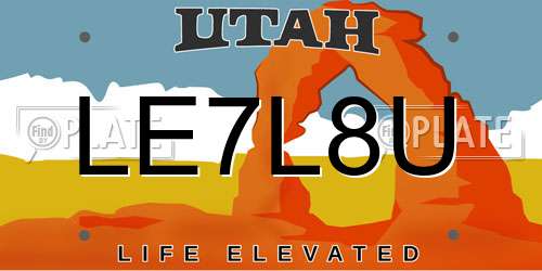 LE7L8U Utah License Plate