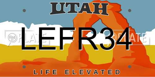LEFR34 Utah License Plate