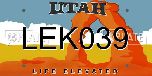 LEK039 Utah License Plate
