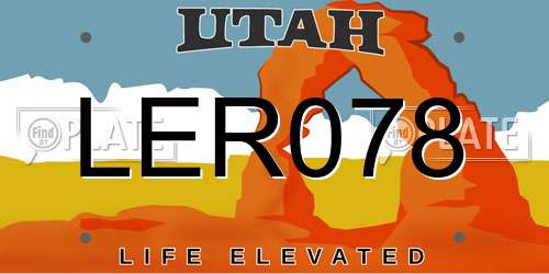 LER078 Utah License Plate
