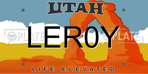 LER0Y Utah License Plate