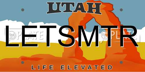 LETSMTR Utah License Plate
