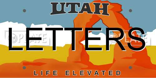 LETTERS Utah License Plate
