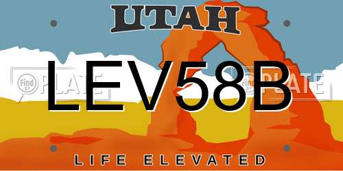 LEV58B Utah License Plate