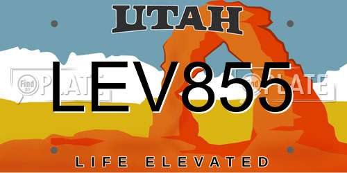 LEV855 Utah License Plate