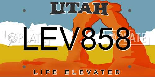 LEV858 Utah License Plate