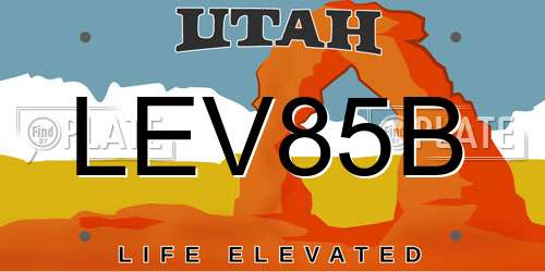 LEV85B Utah License Plate