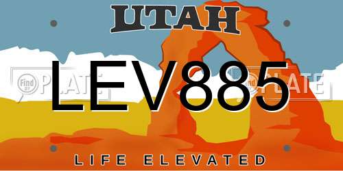 LEV885 Utah License Plate
