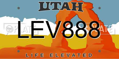 LEV888 Utah License Plate