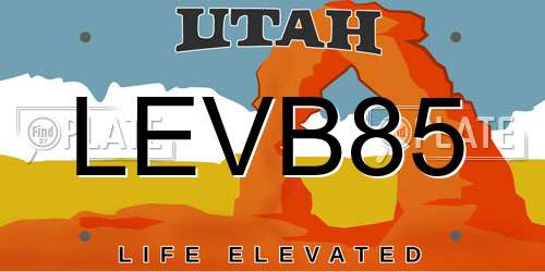 LEVB85 Utah License Plate