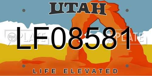 LF08581 Utah License Plate