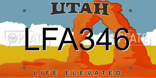 LFA346 Utah License Plate