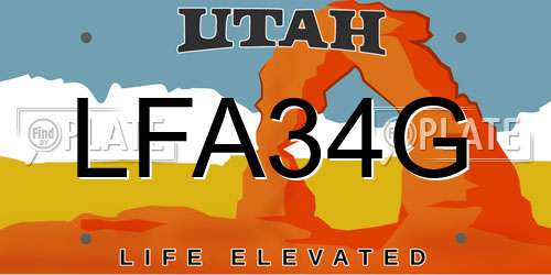 LFA34G Utah License Plate