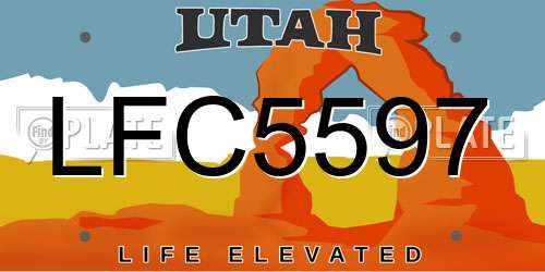 LFC5597 Utah License Plate