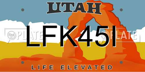 LFK45I Utah License Plate