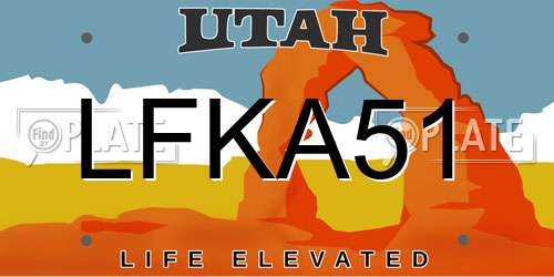 LFKA51 Utah License Plate