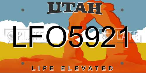 LFO5921 Utah License Plate