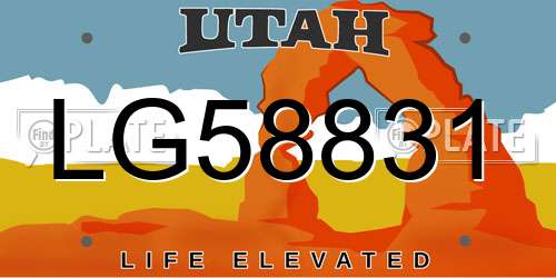 LG58831 Utah License Plate