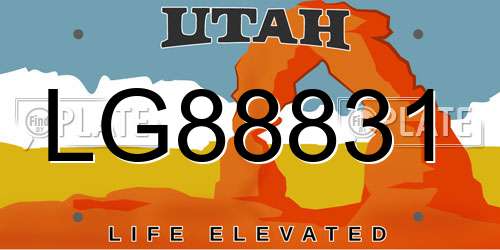LG88831 Utah License Plate